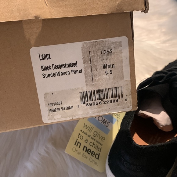 Toms Lenox Black Deconstructed Suede/Woven panel Sneakers Size 9.5 - Picture 13 of 13